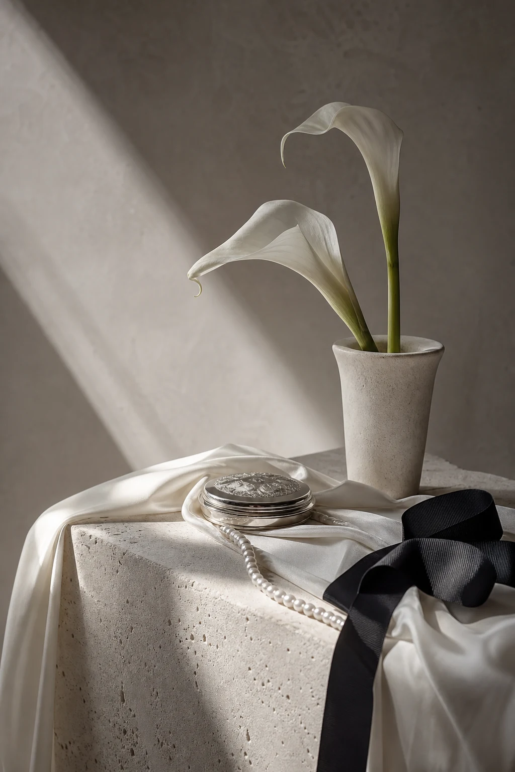 A monochrome wedding editorial with calla lilies